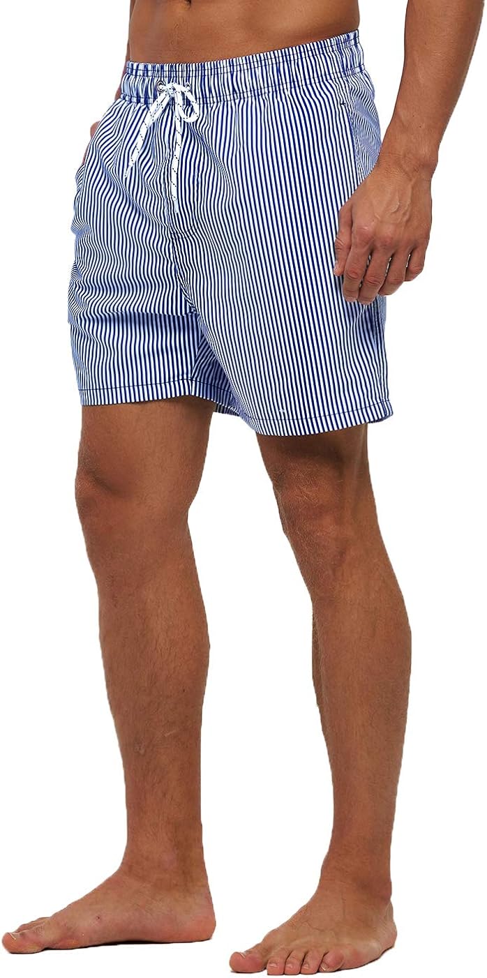 SILKWORLD Men's Swim Trunks Quick Dry Athletic Swimwear Shorts with Mesh Lining and Pockets: Clothing