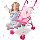 Anivia Baby Doll Collection Doll Stroller Heart Design Gifts for Toddlers and Girls Foldable Doll Stroller