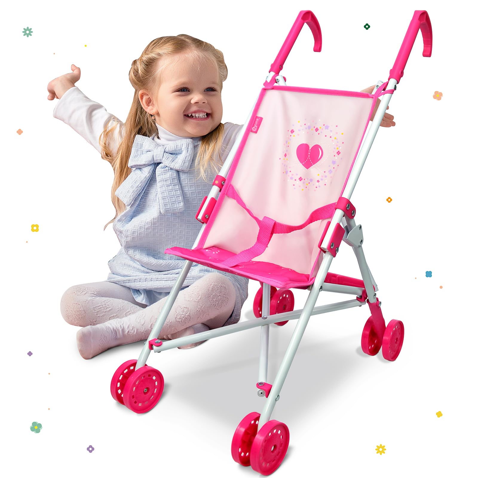 Photo 1 of Anivia Baby Doll Collection Doll Stroller Heart Design Gifts for Toddlers and Girls Foldable Doll Stroller