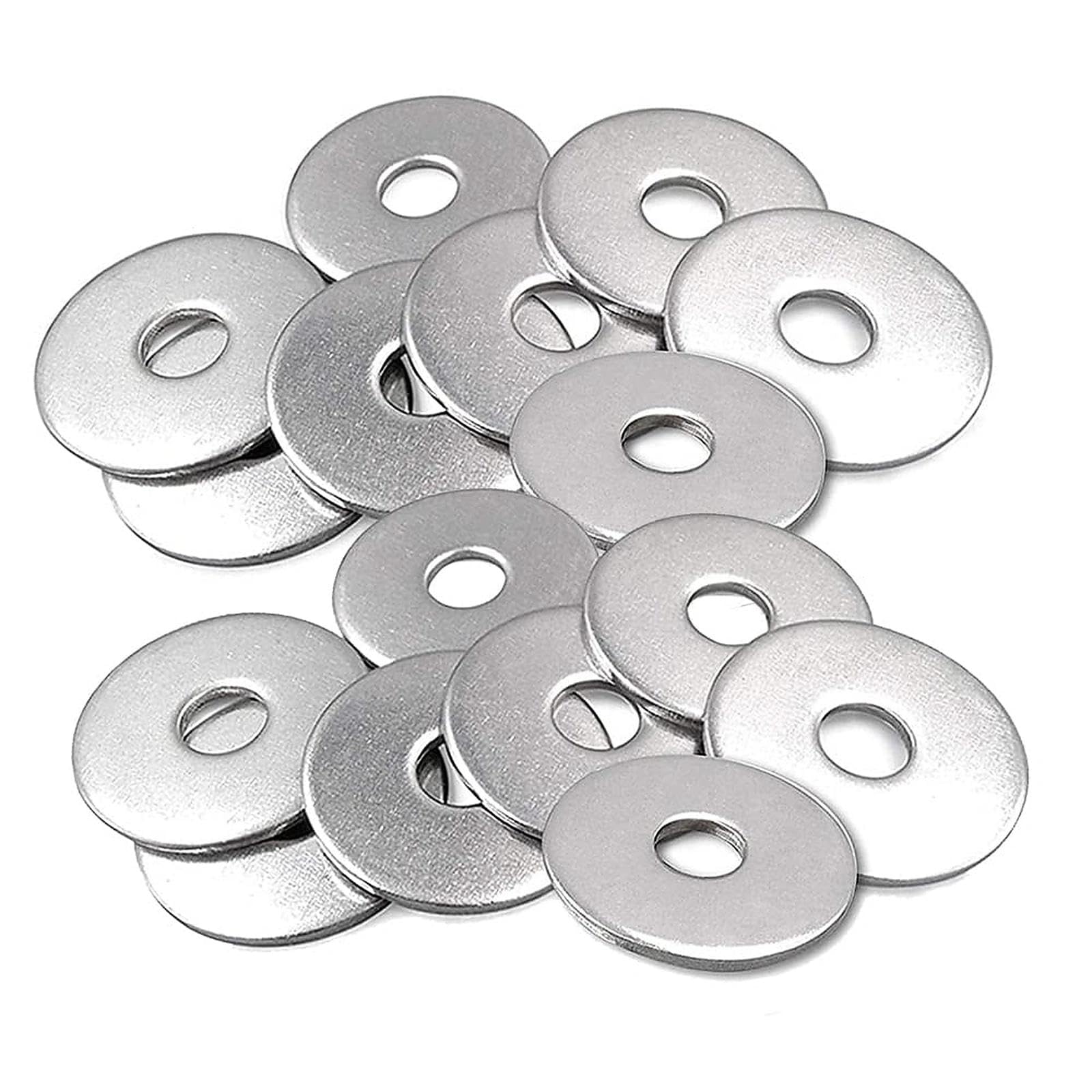 JaneYi 100 Pieces M6 Stainless Steel Flat Washers 18mm Penny Repair Metal Plain Round Washer Large OD Metric Flat Spacer Washer Mudguard Fender Washers for Screws Bolts