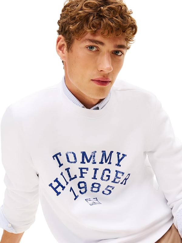 Hilfiger Arch Sweatshirt MW0MW41426 Pull Sweatshirt, Blanc, M, Blanc (Blanc), M — photo 4 sur 6