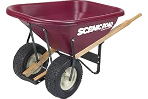 Scenic Road Two Wheel Wheelbarrow Heavy Duty 8 Cubic feet, 800 lb Capacity 16” Wheel Barrow Steel Frame for Home Improvement, Gardening, Landscaping, Farming, Lawn Equipment (Model M8-2TFF)