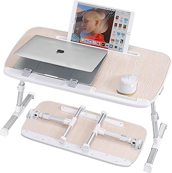 Amazon Com Bandeja De Cama Para Ordenador Portatil Mesa Ajustable Para Cama Portatil Con Ranura Para Soporte Para Tablet Escritorio Plegable Para Escribir En Sofa Y Sofa De Madera Tamano Grande Electronics