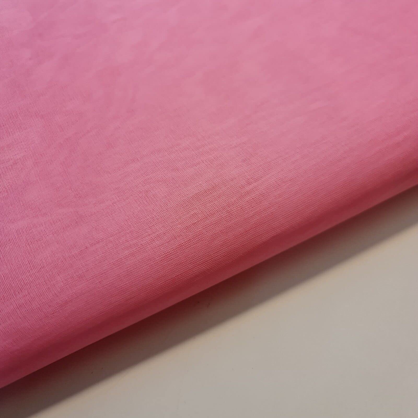Premium Quality Multi Purpose Lightweight 100% Cotton Organdy Doll Dress Stiff Lining Curtain Interfacing Fabric Material 44" - 112cm Wide (Candy Pink)