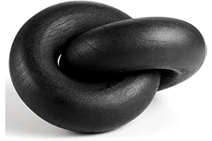 EMINGSKY 2 Link Wood Chain Link Decor, Black Wooden Knot Decor for Coffee Table Book Shelf Accents Home Console Table Decorative Items Living Room Boho Farmhouse Rustic Decoration