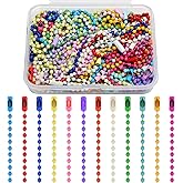 MixPeak 100-Pack 2.4 mm Ball Chain with Connectors,4 inch Colorful Bead Chains for Keychains Dog Tags Jewelry DIY,Mixed Colors,Storage Box Included