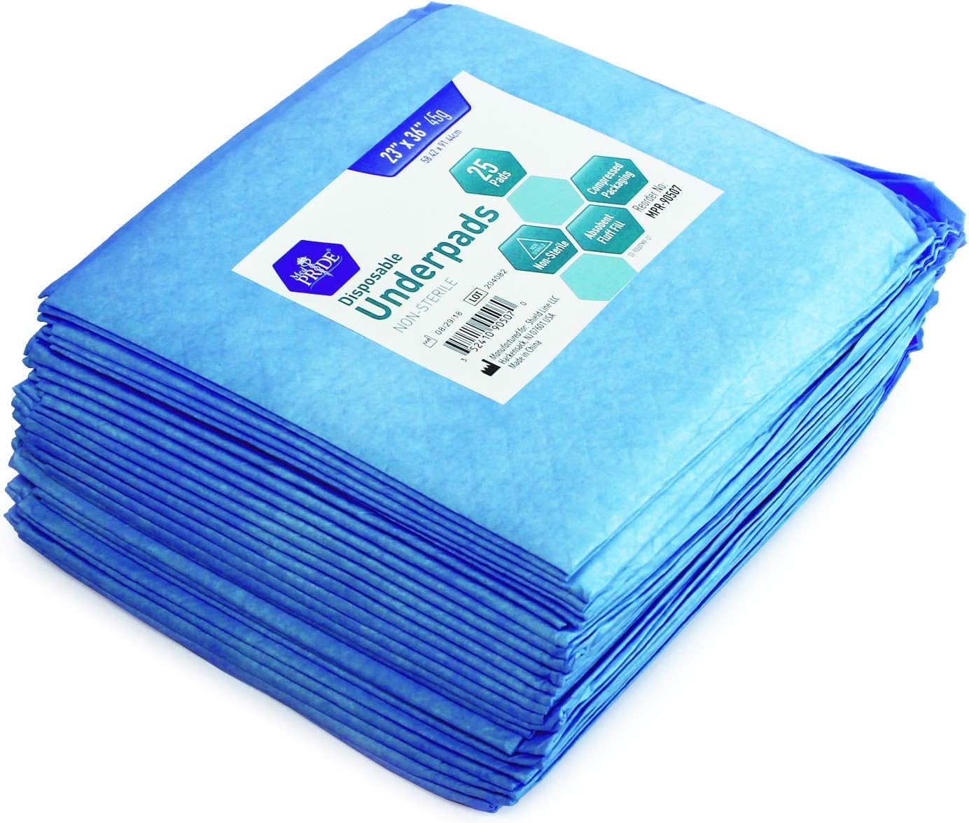 Medpride Disposable Underpads 23'' X 36'' (25-Count) Incontinence Pads, Bed Covers, Puppy Training | Thick, Super Absorbent Protection for Kids, Adults, Elderly | Liquid, Urine, Accidents: Health & Personal Care