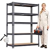 ZEUKMXOO Garage Shelving, 2400 LBS Metal Storage Shelves, 12" x 28'' x 60'' Heavy Duty Shelf, Adjustable Shelving Rack, Standing Shelf Units, Shelves for Garage Storage