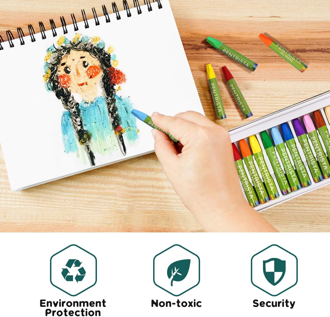 PENTRISTA Oil Pastels 12 Vibrant Assorted Colors Drawing Pastel,for Kids Indoor Activities At Home,Art&School Supplies: Office Products