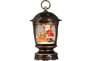 SESCHRIST 9.1 Inch Snow Globe Christmas, Lighted Christmas Snow Globes with Santa Claus, Musical Snow Globe Lantern with Swirling Glitter, Christmas Decor Holiday Party Gifts(Santa)