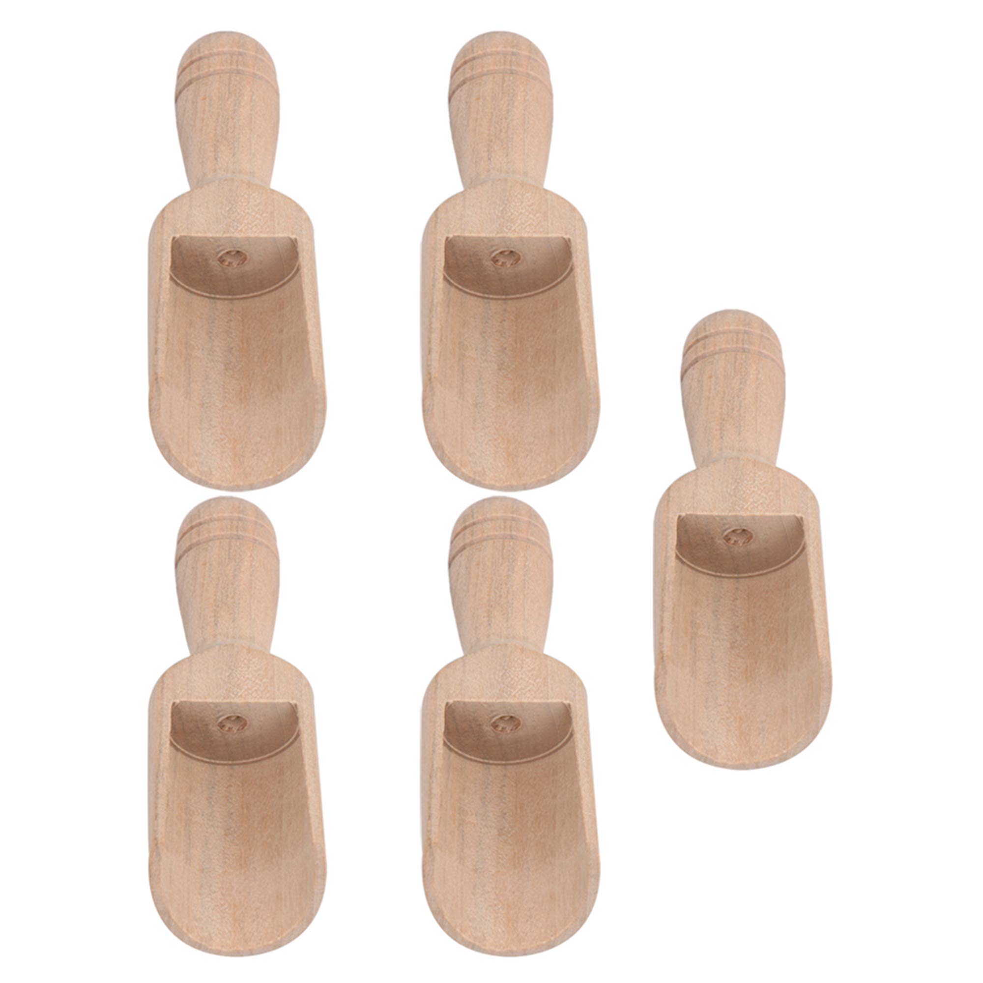 88x30mm Unfinished Wooden Scoops Spoon Sugar Bath Salt Scooper for Spices Parties Home Kitchen Tool Set of 5