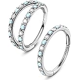OUFER 2PCS Nose Rings, 20G Single and Double Hoop Nose Rings for women, Hinged Segment Clicker Nostril Piercing Jewelry, Cartilage Conch Rook Helix Tragus Daith Piercing Jewelry