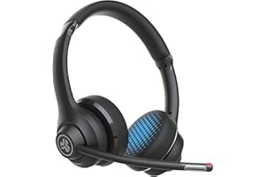 JLab Go Work Wireless On-Ear Headphones with Boom Mic | Bluetooth or Wired Office Headset | Multipoint Connect | 45+ Hours Pl