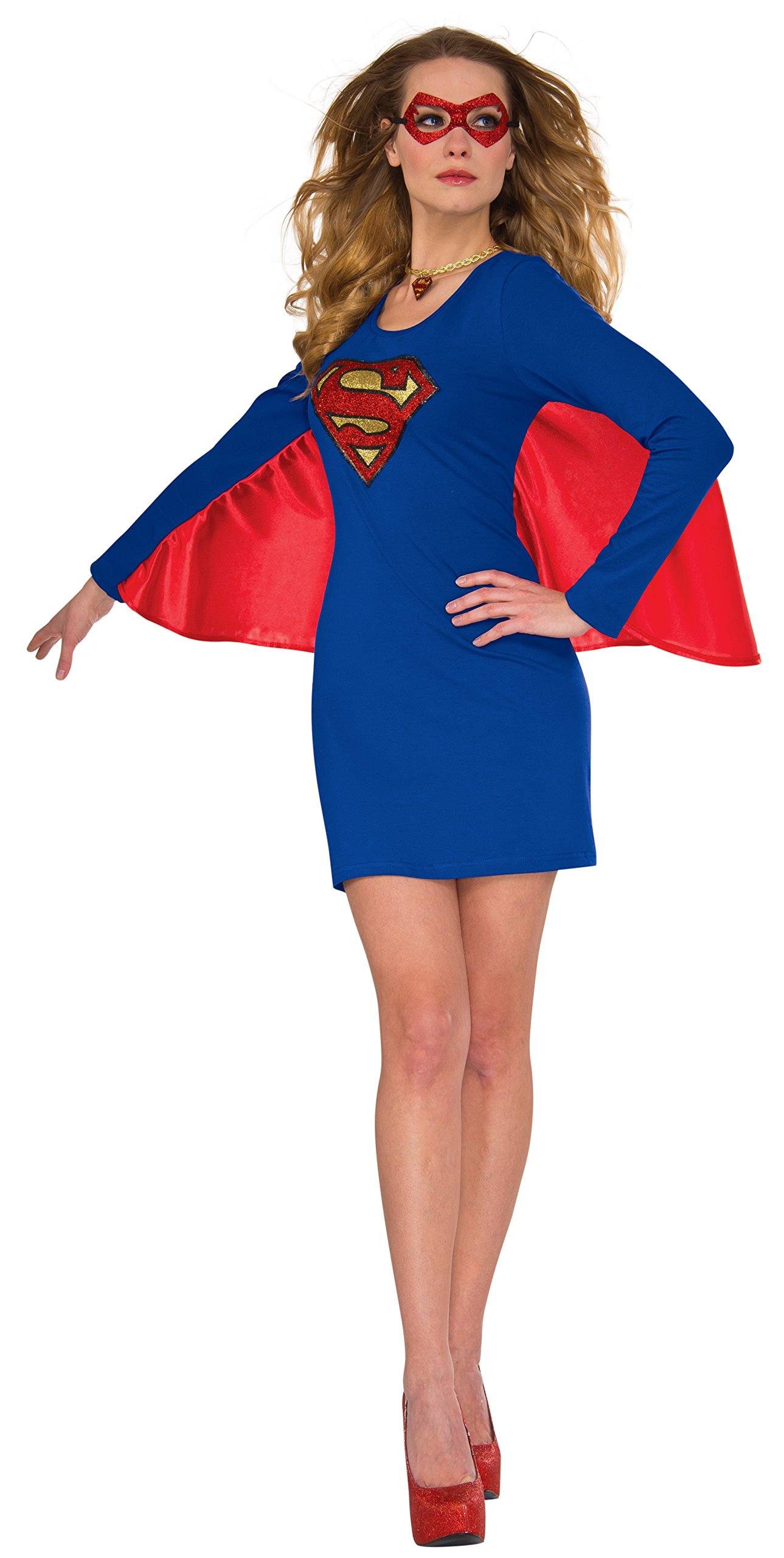 Rubie's 840029 DC Comics Superhero Style Supergirl Cape Dress Adult Sized Costumes, As Shown, Small/Medium