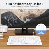 Rii RK907 USB Wired Keyboard Full Size UK Layout White view 7