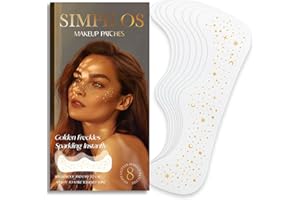 Simpilos Makeup Pathes, Body Face Glitter for Kids Women Girls, Gold Snowflake Glitter Makeup Speckles for Face, Singer Concerts Festival Holiday Party Rave Accessories - 8 Counts