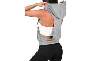 Remidoo Women's Racerback Sleeveless Hoodies Workout Hooded Crop Tank Top