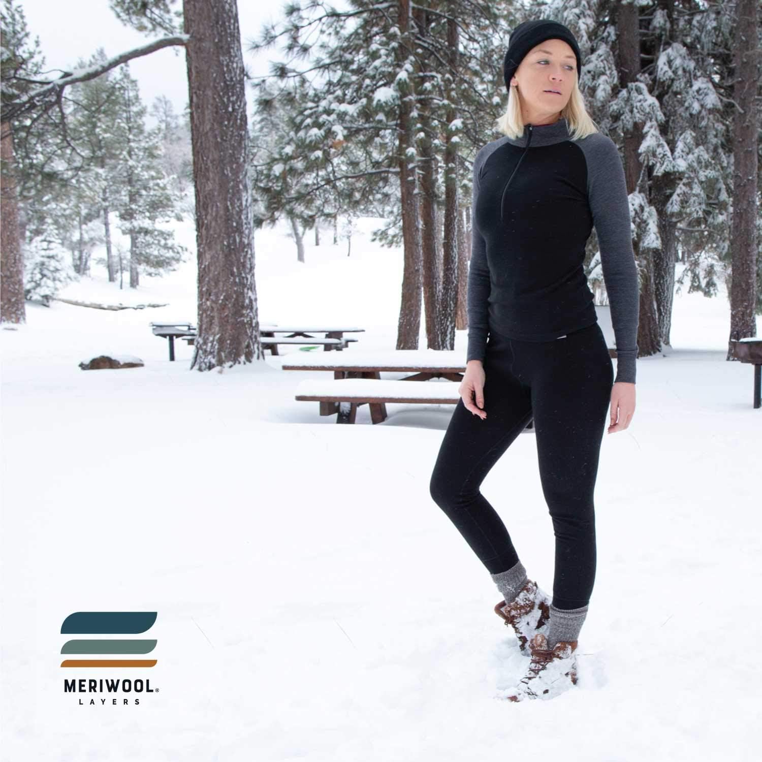 MERIWOOL Womens Base Layer 100% Merino Wool Midweight 250g Half Zip Sweater for Women: Clothing