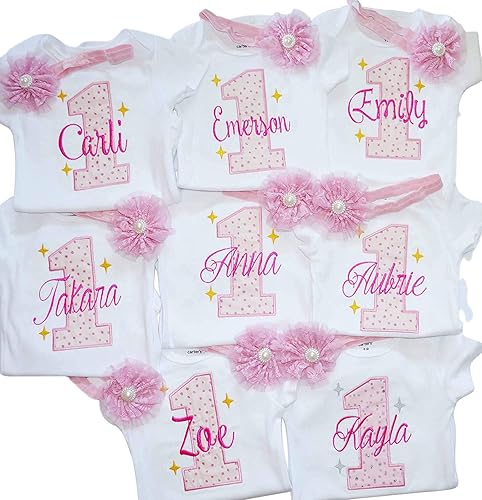 Amazon Com Girl First Birthday Shirt 1st Birthday Outfit Girls 1 Birthday Gift For Granddaughter Personalized Gifts For Daughter Or Niece Handmade
