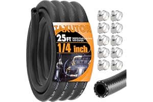 Taxutor 1/4 inch ID Fuel Line Hose 25FT NBR Rubber Push Lock Gas Hose High Pressure 300PSI for Automotive Fuel Systems Engine
