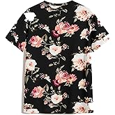 Floerns Men's Floral Print Short Sleeve Crew Neck Casual Tee Shirt Tops