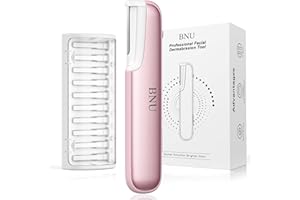 Dermaplane Razor for Women Face, BNU Facial Hair Remover for Anti-Aging - Rechargeable - LED Light - Sonic Edges - 3 Speeds, Ergonomic Handle Face Dermaplaning Tool 10 Weeks, Pink