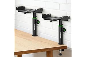 Vondynote Set of 2 Dual Side Clamping Studio Monitor Stands Desktop Clamp Speaker Stands Height Adjustable Against The Wall E