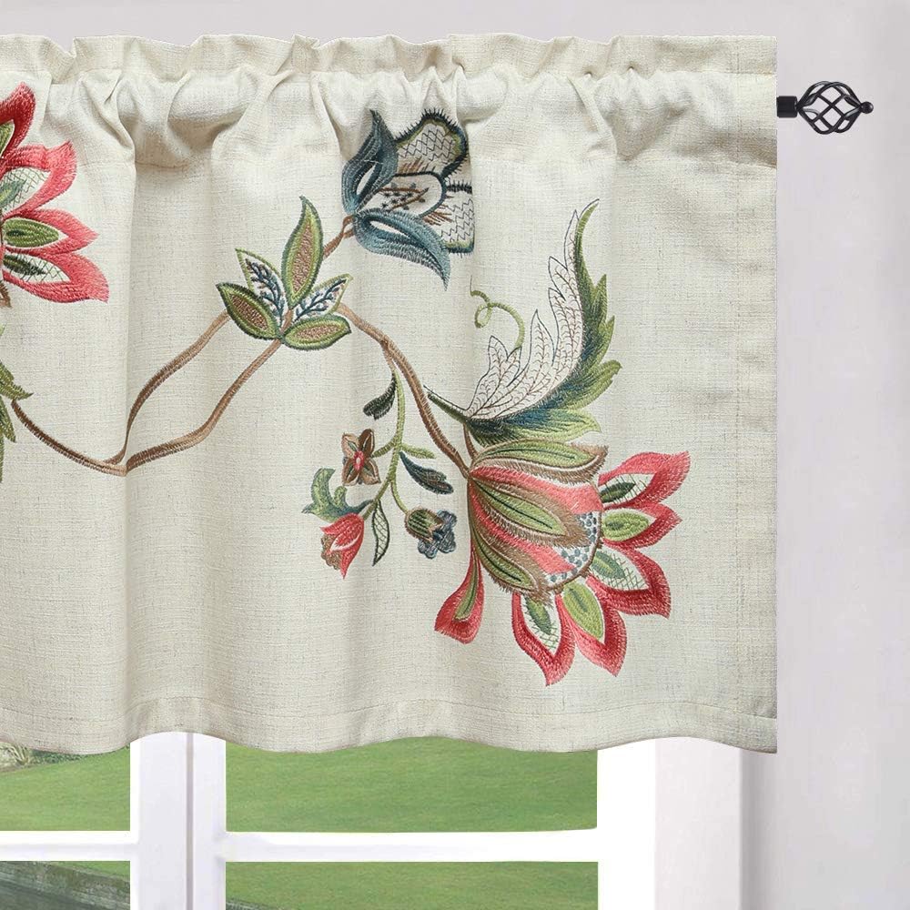 Amazon.com: LEEVA Kitchen Valances for Dining Room Windows, Red Flowers