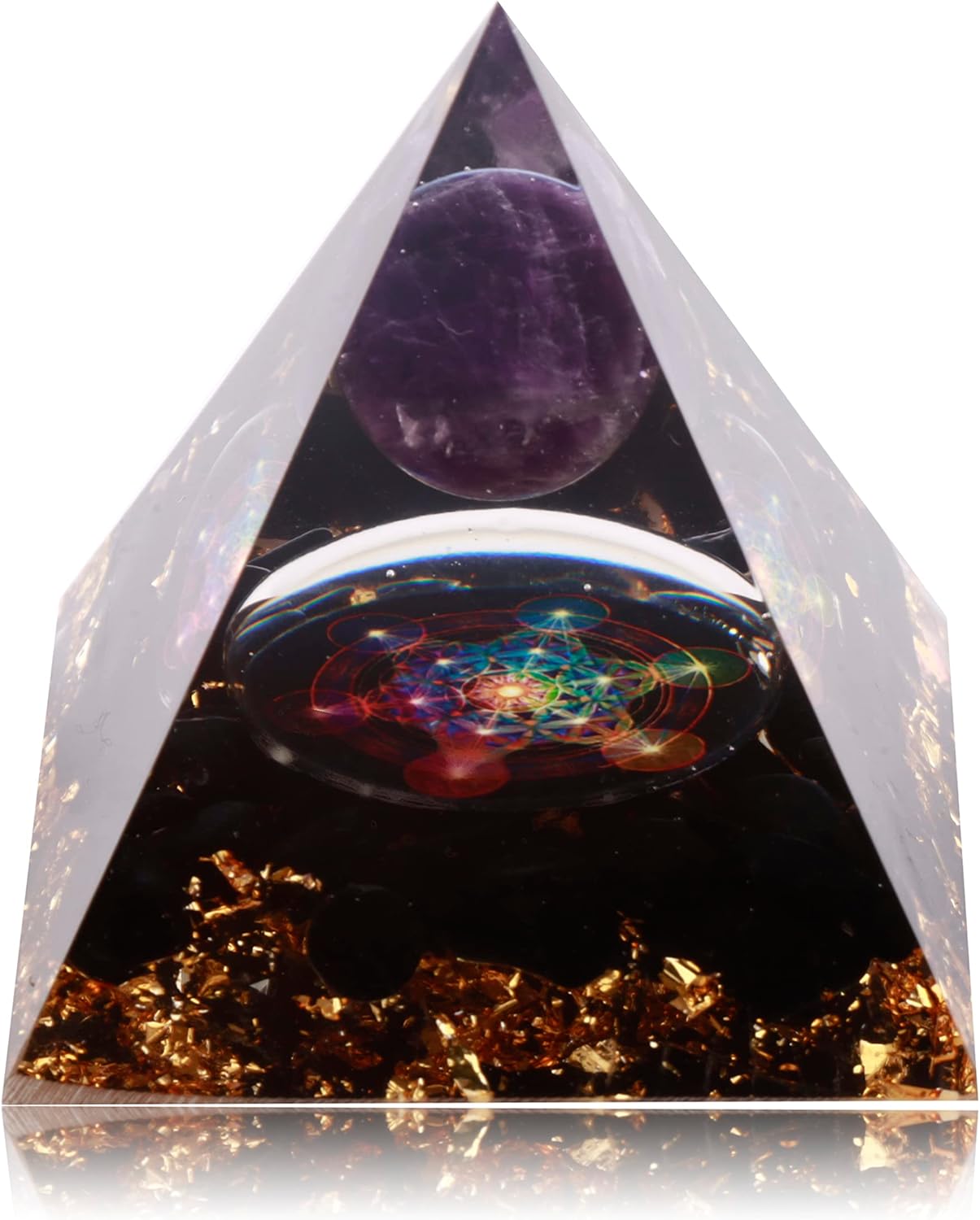 Mixed Media - Yogmudra Orgone Pyramid Postive Energy, Amethyst Chakra Orgonites Pyramid, Orgonite Pyramid for Success, Energy Generator Healing Crystal Pyramid (Black Star)
