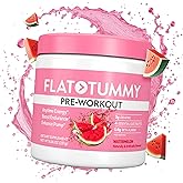 Flat Tummy Pre Workout Powder for Women – Energy, Endurance, and Muscle Support with 3g Creatine, 1.6g Beta-Alanine, Electrolytes – Watermelon Flavor – 30 Servings