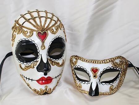 Amazon 彼と彼女のカップル仮面舞踏会マスクstunning Volto Morteハロウィンday Of The Deadホワイトブラック 手作りauthenticベネチアンマスク コスプレ 仮装 通販 Amazon 彼と彼女のカップル仮面舞踏会マスクstunning Volto Morteハロウィンday Of The Deadホワイトブラック 手作りauthenticベネチアンマスク コスプレ 仮装 通販