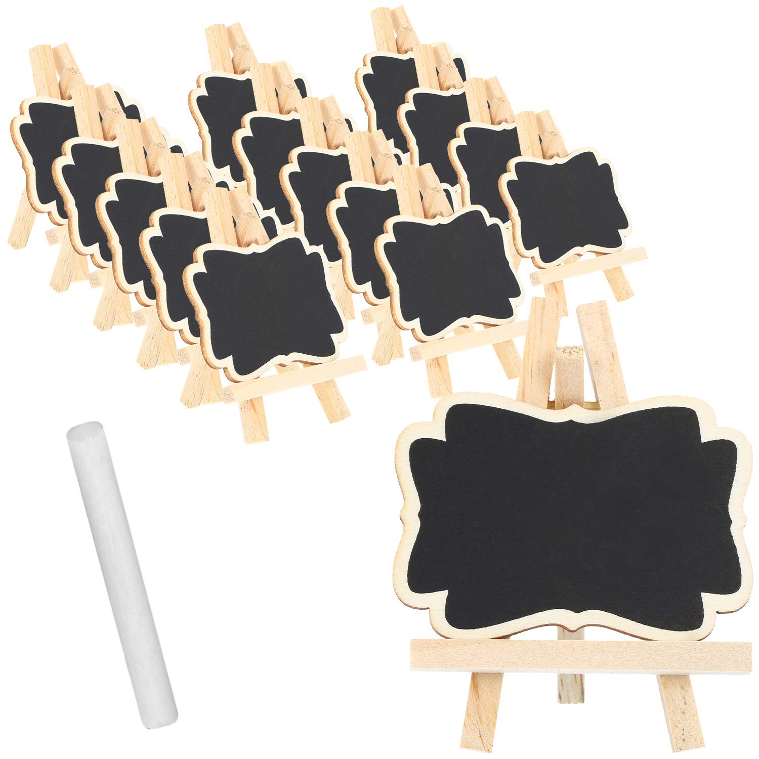 COM-FOUR® 15x mini Wooden Plaque Set for Herbs and Room Plants, Wooden Easel with Chalk for Labeling Plant pots, Seeds, Seeds