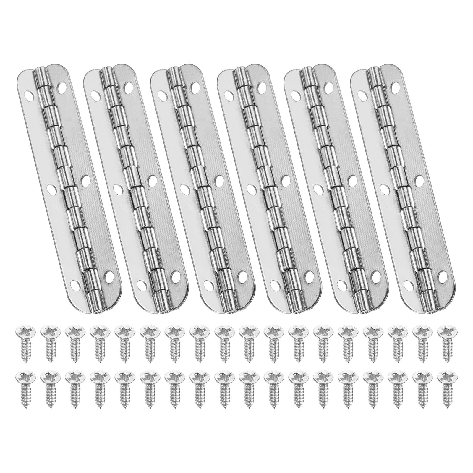 PATIKIL Small Piano Hinge 2.6" x 0.6", 6 Pack Mini 90-Degree Jewelry Box Hinges with Screw for Jewellery Wooden Boxes, Silver
