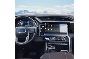 WEIPIN For 2022~2026 Sierra 1500& 2024~2026 Sierra 2500HD 3500HD (Buttons on the Screen) Screen Protector 13.4 Inch Glossy Tempered Glass Touchscreen *1 + 12.3 Inch Dashboard *1 - No More Scratch&Fingerprint