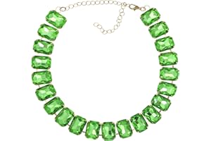 JNF Crystal Rhinestone Choker Collar Necklace For Women Colorful Gemstones Neck Chain Trendy Sparkly Statement Piece Crystal Rhinestone Bib Necklace