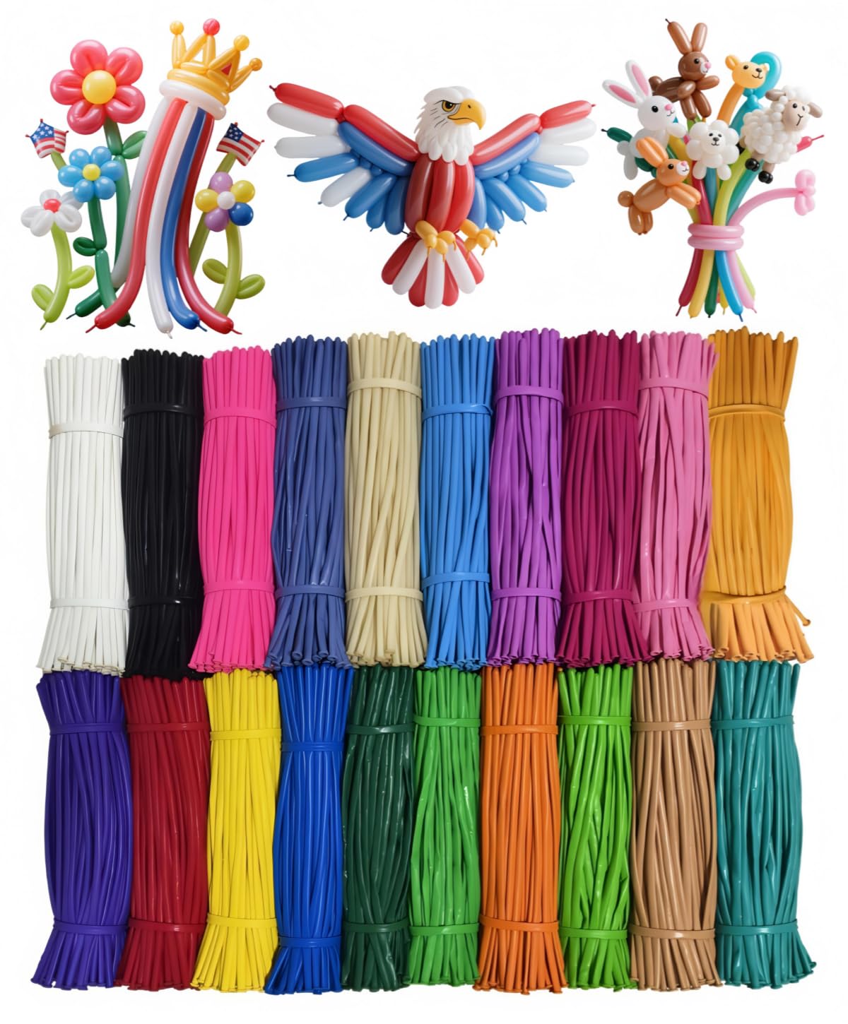 Photo 1 of 2000 Pcs 260 Balloons Bulk 20 Colors Long Twisting Balloon for Party Decorations, Magic Shows, Clown Supplies