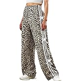 SOLY HUX Girl's Leopard Wide Leg Pants Y2k Bow Stripe Side Cheetah Print Elastic Waist Baggy Long Pants Trousers
