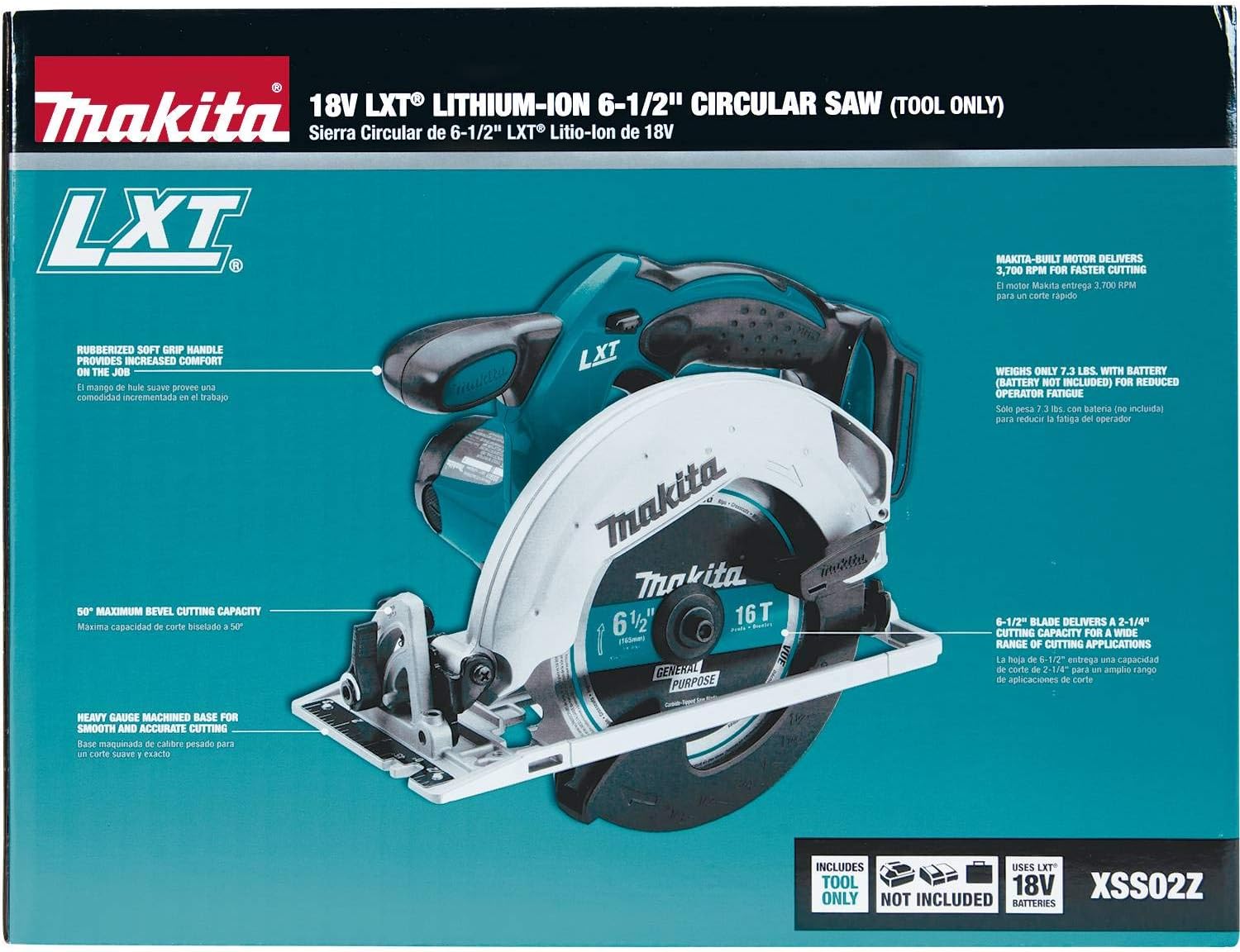 Makita XSS02Z 18V LXT Lithium-Ion Cordless 6-1/2" Circular Saw, Tool Only - - 