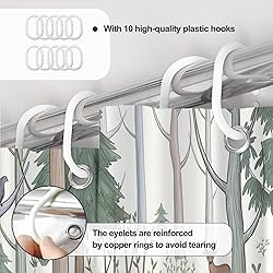 AWERT Cute Shower Curtain with Hooks Green Forest