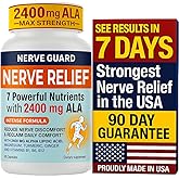 Nerve Relief Neuropathy Sciatica Support Supplement with 2400 mg Alpha Lipoic Acid to Reduce Nerve Discomfort in Feet Hands Toes – 2400mg ALA, Vitamins B12 B6 & B1, Magnesium, Turmeric – 60 Capsules
