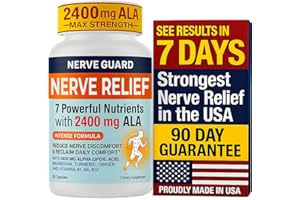SCIATURNA Nerve Relief Neuropathy Sciatica Support Supplement with 2400 mg Alpha Lipoic Acid to Reduce Nerve Discomfort in Feet Hands Toes – 2400mg ALA, Vitamins B12 B6 & B1, Magnesium, Turmeric – 60 Capsules