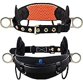 FHFallArrest Safety Harness Climbing Belt - Tongue Buckle Safety Belt With Ventable & Moisture-Wicking Waist Pad and 2 Side D-Rings Personal Fall Protection Safety Belt for Work Positioning Restraint