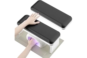 LOVEVLOGY Foldable Nail Arm Rest for Nail Tech,Hand Rest for Nails for Nail Salon Manicure Arm Rest with Manicure Mat,White,Black