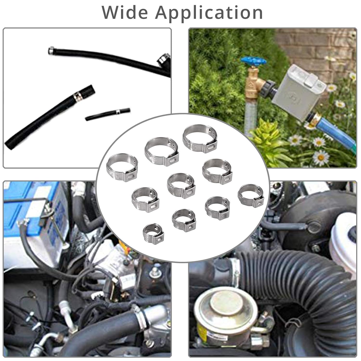 Proster Single Ear Stepless Hose Clamp Crimper with 200pcs 5.8-21mm 304 Stainless Steel Cinch Clamps，Universal Hose Crimping Tool Kit: Industrial & Scientific