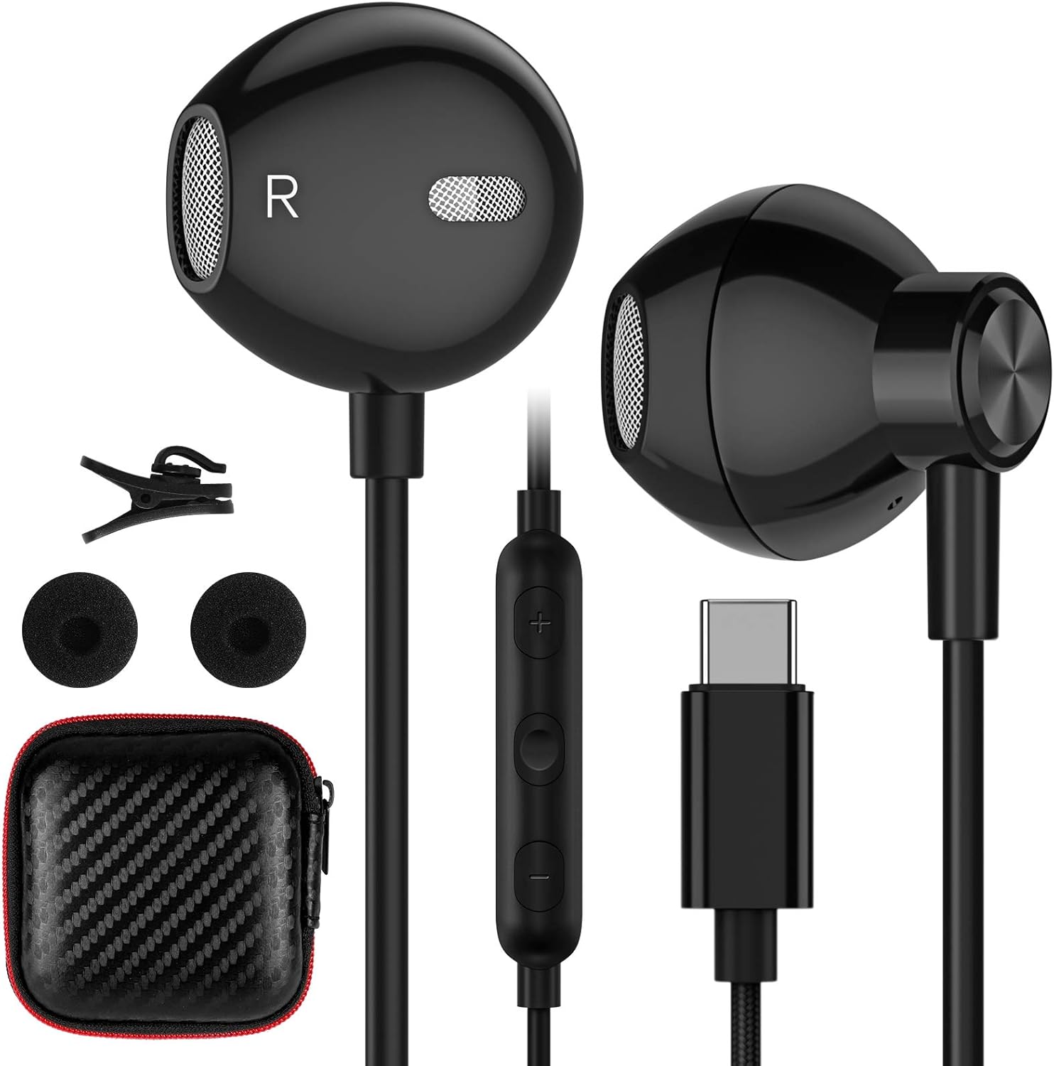 ACAGET USB C Headphones, Galaxy S21 Ultra Earphones, Nylon Semi In Ear