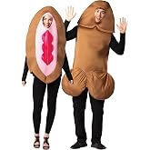 Rasta Imposta Funny Novelty Gag Halloween Costumes, Brown Peni and Vagina Couple Costume, Men and Women, Adult One Size