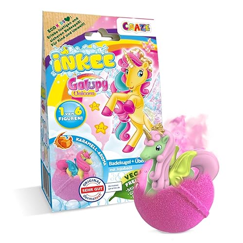 INKEE Galupy Unicorn Surprise Bath Bomb, Bath Bomb for Girls with 3D Unicorn Figure, Caramel Scent