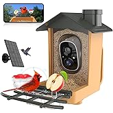 Bird Feeder with Camera 2K HD Video AI Identify Species Solar Powered IP65 Waterproof Bird Camera Auto Capture Real Time View & Notifications Gift for Parents & Children