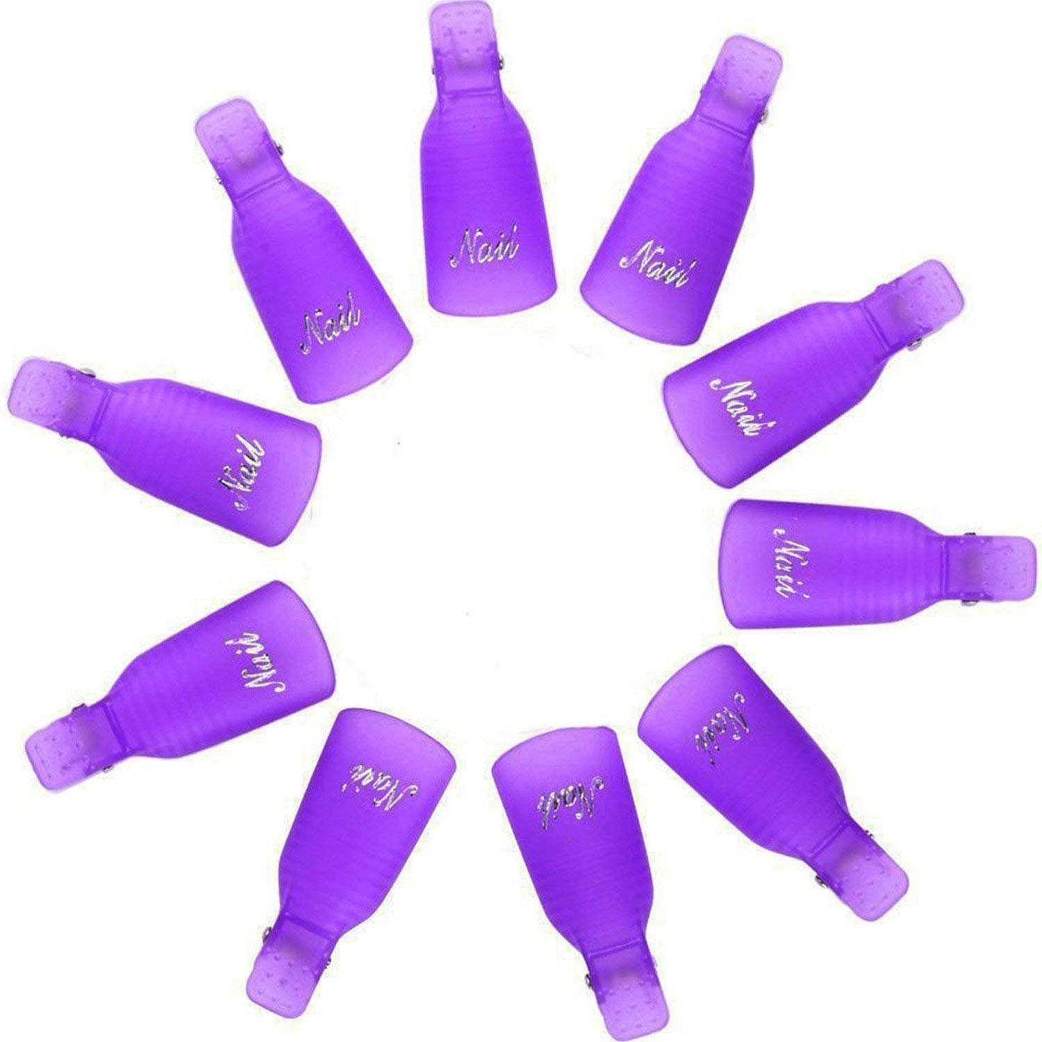 HiMo 10PC Plastic Acrylic Nail Art Soak Off Cap Clip UV Gel Polish Remover Wrap Tool (Pink) : Beauty