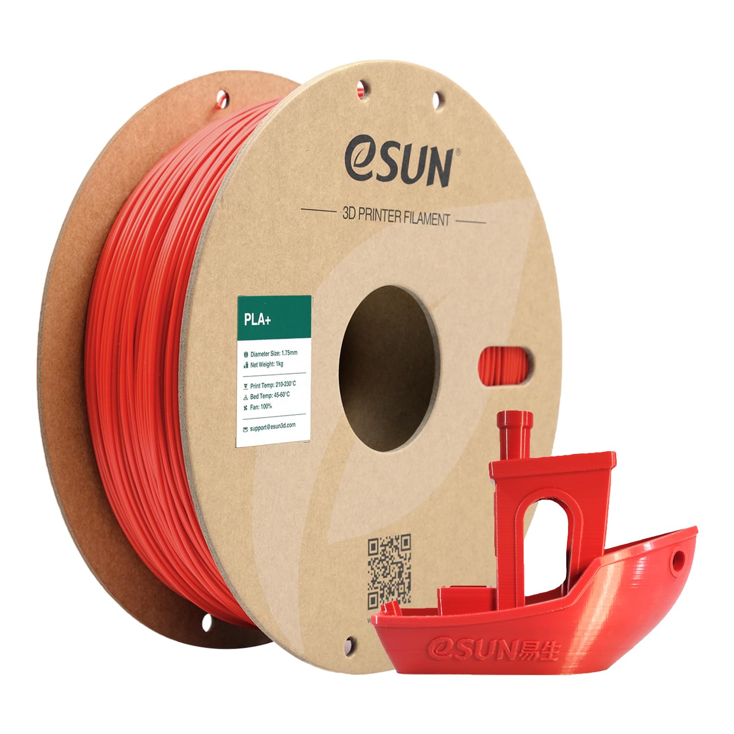eSUN PLA+ Filament 1.75mm, Enhanced Toughness 3D Printer Filament PLA Plus, Dimensional Accuracy +/- 0.03mm, 1KG Spool (2.2 LBS) 3D Printing Filament for 3D Printers, Red — image 1